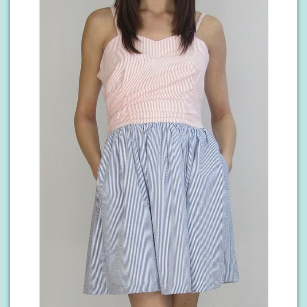 Seersucker Dress w/ Pockets